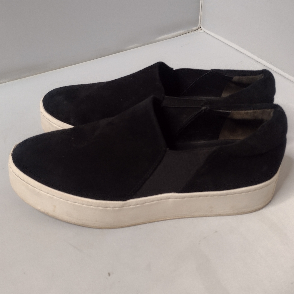 Vince Black Suede Platform Slip-On Sneakers